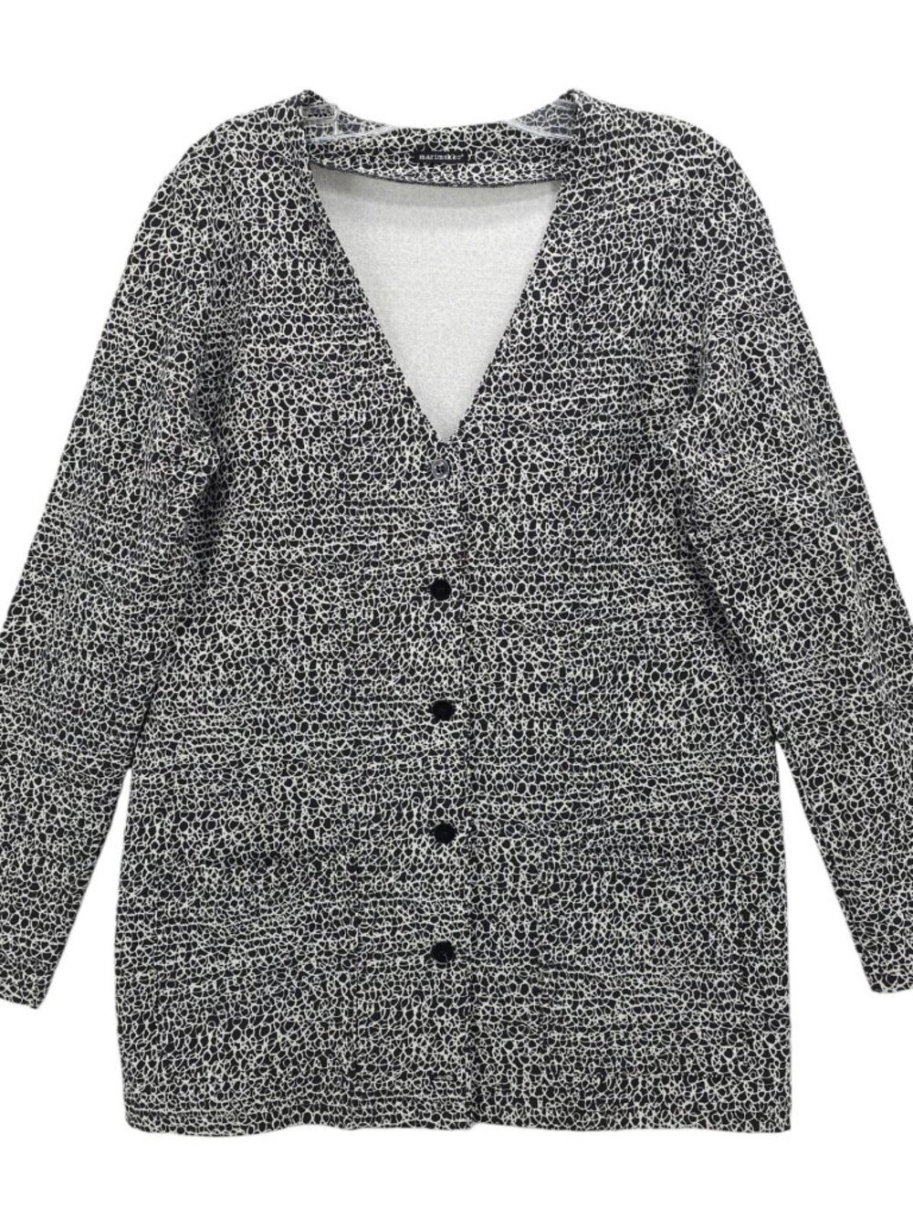 MARIMEKKO Mika Piirainen Black White Cardigan Top Cotton Blend Abstract MEDIUM